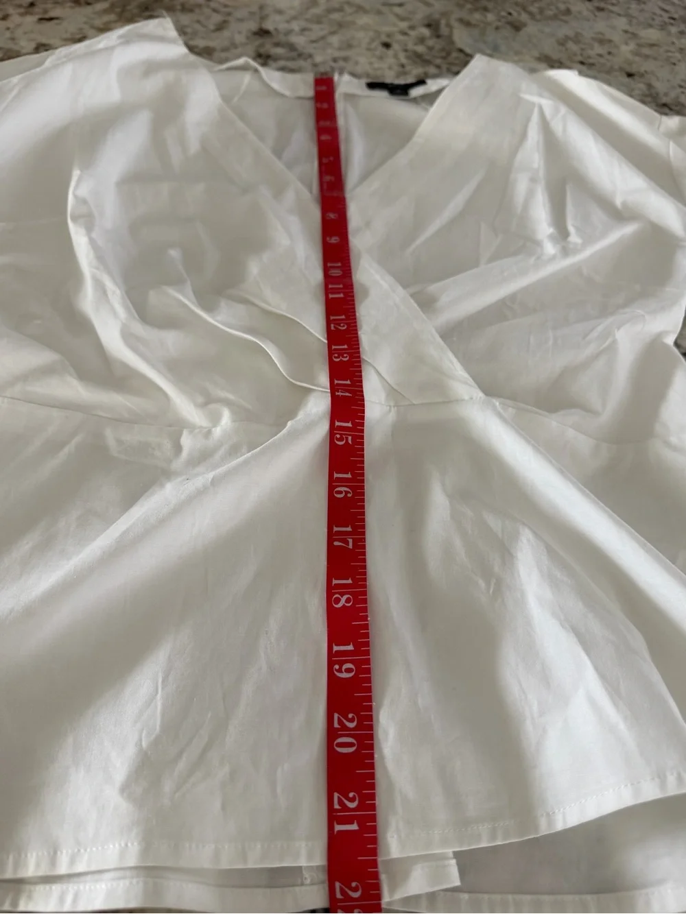 J.Crew White Cotton Poplin Faux Wrap Peplum Blouse Puff Sleeve Size 8